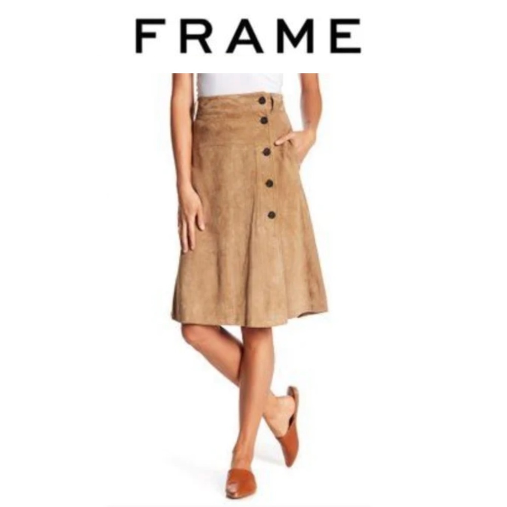 Frame Denim Suede Midi Skirt